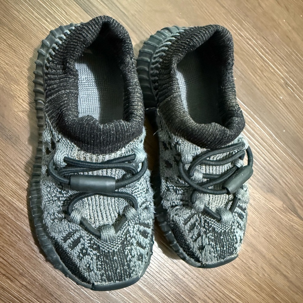 Yeezy Black and Gray Sneakers with Knit Upper